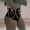 Miniatyrbild 3 av 7: Punk midjekedja bälte läder kroppskedjor Rave kroppssmycken accessoarer för kvinnor och flickor (svart)