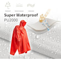 Pikkukuva 6 / 6: Aikuisten kevyt vedenpitävä hupullinen sadeponcho taskulla - Unisex-sadetakki retkeilyyn, telttailuun ja hätätilanteisiin Red