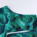 Miniatyrbilde 6 av 8: Kvinners One Shoulder Lang Arm Cutout Bodycon Club Cocktail Minikjole(Grønn M)