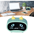 Miniatyrbild 3 av 5: Digital väckarklockshögtalare, tecknad katt väckarklocka med temperaturvisning, dubbel väckarklocka, Bluetooth-högtalarradio, handsfree-samtal för sovrummet