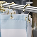 Miniatyrbillede 3 af 6: Bruseforhængskroge, bruseforhængsringe rustfrit metal dobbelt glide brusekroge ringe sæt med 10 kroge (guld)