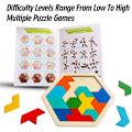 Miniatyrbild 1 av 6: Skrtuan Trä Hexagon Pussel för Barn Vuxna Hjärnteaser Block Pusselspel Leksak Form Mönster Block Tangram Geometri Logik IQ ST