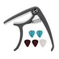 Miniatyrbild 2 av 11: Elektrisk gitarr capo ABS snabb frigöring Ukulele gitarr capo set med 5PCS gitarr plektrum för mandolin banjo svart