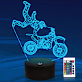Pikkukuva 1 / 4: WJ 3D Moottoripyörä Auto Yövalo Led Lamppu Illuusio 16 Väriä Vaihtuva Pöytä Työpöydän Koriste Lamput Syntymäpäivälahja Akryyli USB-Kaapelin Leikki