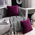 Miniatyrbillede 3 af 7: Lilla Stribede Sofa Pudebetræk: 2 Pak 18x18 Tommer Originale Fløjls Kvadratiske Pudebetræk til Bondehus Indretning