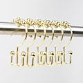 Miniatyrbillede 1 af 6: Bruseforhængskroge, bruseforhængsringe rustfrit metal dobbelt glide brusekroge ringe sæt med 10 kroge (guld)