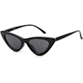 Pikkukuva 1 / 5: Retro Vintage Cat Eye aurinkolasit naisille, trendikkäät kapeat Cateye-kehyksiset aurinkolasit Glossy Black Frame Grey Lens