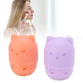 Miniatyrbillede 11 af 11: Sød katteformet makeupsvampeholder, vaskbar, genanvendelig, åndbar, hul design, makeupsvampe rejseetui, lyseorange, lilla