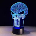 Miniatyrbillede 1 af 4: Natlampe 3D Led Natlampe Punisher Kranium Multifarvet Pærelys 7 Farveskift Akryl 3D Hologram Illusion Skrivebordslampe til