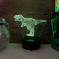 Miniatyrbillede 1 af 5: JUSTUP Dinosaur Series Natlampe 16 Farver 3D LED Illusion Lampe Fjernbetjening Legetøj Børns Hjem Dekoration Lys -- Dinosaur R（Sort Sæde）