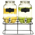 Miniatyrbillede 1 af 6: Glasbeholder 2 stk. med stativ 2x4L