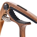 Miniatyrbild 8 av 11: Gitarr Capo Plektrum Set Legering Trä Korn Blank Universal Capo med Plektrum Väska för Prestanda