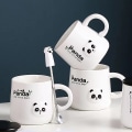Miniatyrbillede 4 af 5: Grå Panda Kop med 3D Figur Låg og Ske, Keramisk Kaffe- eller Tekop, 22OZ wink