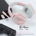 Miniatyrbillede 4 af 6: G06 Trådløst Gaming Headset med Krystalklart Mikrofon til PS5, PS4, PC og Switch, 47-timers Batteri, Ergonomisk Design (Pink)
