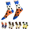 Miniatyrbillede 1 af 7: Polka Dot Strømper Farverige Funky Skøre Strømper til Kvinder Pige Sød Høj Ankel Preppy 5 Par Rulletop