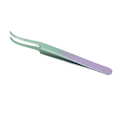 Miniatyrbillede 8 af 11: Lash Tweezers i rustfrit stål med stramt greb, buet, til eyelash extensions, grøn-lilla gradient