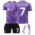 Miniatyrbilde 1 av 2: 2023-2024 Liverpool 2. drakt borte for barn med sokker - nr. 7 LUIS DIAZ#S No.7 LUIS DIAZ #S