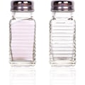 Miniatyrbillede 1 af 7: Salt- og pebersæt med rustfrie toppe, sæt af 2 (stribede rektangulære shakere) Striped rectangular Shakers