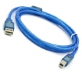 Miniatyrbilde 4 av 5: Gjennomsiktig blå høy kvalitet 1,5 m USB høyhastighet 2,0 utskriftslinje all kobbertape magnetisk ring skjermet flettet nett datakabel, 2-pakning
