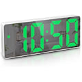 Miniatyrbillede 1 af 6: Digitalt vækkeur, stort LED-spejdisplayur, spejl LED-vækkeur, egnet til soveværelser, hjem, kontorer, grønt nummer (hvid)