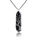Pikkukuva 1 / 8: Parantava Kristallikaulakoru Elämänpuu Langallinen Kääritty Luonnonkivi Piste Riippukoru Kaulakoru Kuusikulmainen Reiki Henkisen Kvartsi Jalokivi Je Leather Chain2