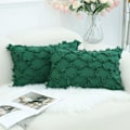 Miniatyrbild 1 av 6: Forest Green Dekorativa Kuddfodral 12 x 20 Tum Pack med 2 Boho Dekorationskuddfodral för Soffa och Säng, 100 % Bomull