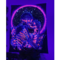 Miniatyrbilde 3 av 7: Wekity Blacklight Skull Tapestry, The Kissing Lovers Tapestry UV Reactive Trippy Psychedelic Neon Tapestries – 70,9\" x 90,6\"