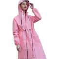 Miniatyrbild 4 av 6: Vattentät poncho för hela kroppen för kraftigt regn, lång regnkappa för damer för cykling, bärbar regnutrustning för vuxna Pink L