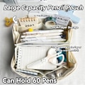 Miniatyrbillede 4 af 5: Pencil Pouch Multi-Layer Stor Kapacitet Capybara Print Særpræget Sjov Sød (Beige-2) A