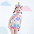 Miniatyrbild 6 av 7: AVEKI Flickor Enhörning Badkläder Baddräkter Flickor Volang Tankini Bikini Tvådelad Badkläder Strandkläder, 5-6 År, Regnbåge