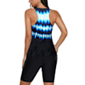 Miniatyrbillede 3 af 5: Dames Racerback Colorblock Print Tannini Zwempak met Zwembroek  zwart  L
