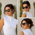 Pikkukuva 5 / 5: Naisten pyöreät aurinkolasit polarisoidulla UV-suojalla, trendikäs retro design Gold Frame/Black Lens