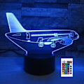 Miniatyrbilde 1 av 7: WJ 3D Flymaskin Fjernkontroll 16 Farger Nattlys Illusjon Akryl LED Bordlampe Sengelampe Barn Soverom Skrivebord Dekor Bursdagsgaver Leker for Barn
