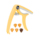 Miniatyrbild 5 av 11: Elektrisk gitarr capo ABS snabb frigöring Ukulele gitarr capo set med 5PCS gitarr plektrum för mandolin banjo gul