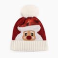 Julhelgens modekollektion av vintermössor med pom-pom.