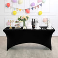 Miniatyrbillede 6 af 6: Spandex-dug til 6FT-bord - Universal, monteret strækdug til fest, banket, bryllup og arrangementer - Sort