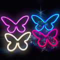 Miniatyrbillede 3 af 7: Neon skilte til soveværelse, LED sommerfuglelys, lyserødt skiltlys, pigeværelsesdekorationer, søde billige lamper, børnesommerfugle vægge Luces De Neó
