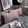 Miniatyrbillede 2 af 7: Pink Pudebetræk: 2 Pak 12x20 Tommer Originale Stribede Fløjls Dekorative Pudebetræk til Bondehus Sofa