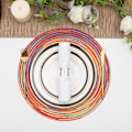 Miniatyrbilde 7 av 8: Runde flettede plassmatter, sett med 8, vaskbare, 15 tommer runde bordmatter, fargerike, vevde plassmatter for spisebord (Regnbue Rainbow Red 8