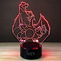 Miniatyrbilde 2 av 8: 3D Illusion Charizard LED nattlys, 7 farger gradvis endring USB berøring bryter 3D visuelle lys for feriegaver eller hjemmedekorasjoner