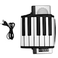 Miniatyrbillede 1 af 11: Blød silikone keyboard klaverrulle foldbar bærbar 61-tasters sort hvid med højttaler