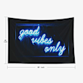 Miniatyrbilde 2 av 5: Dekorativ veggteppe, Good Vibes Only ord i neonlys for soverom, stue, utendørs 80X60 tommer