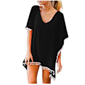 Miniatyrbillede 1 af 4: Kvinders Chiffon Badetøj Strand Badetøj Cover Ups til Badetøj --- Sort D（Størrelse XL）