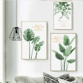 Miniatyrbilde 4 av 8: Wekity Botaniske Veggkunst Trykk Sett med 3 Tropiske Blader Lerret Dekor Planteblad Boho Veggdekor Bilder Grønne Boho Plakater Kunstsett Bad Vegg A