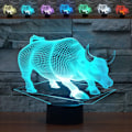 Miniatyrbild 6 av 6: JUSTUP Bull Optisk Illusion 3D LED Sensor Nattlampa med Smart Touch  USB-kabel 7 Färger Ändra Atmosfärlampa för Jul Thanksgiving Dekor