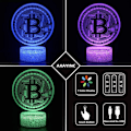 Miniatyrbillede 6 af 6: JUSTUP 3D Natlampe LED Illusion Skrivebordslampe 7 Farver Skift USB-kabel Touch Fjernbetjening Julefødselsdagsgave (Sort Sæde)