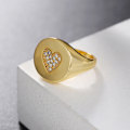 Miniatyrbild 4 av 7: Kraftiga guldringar - Signet-ringar för kvinnor, kupolring, statement-ring, 18k guldpläterad ring i rostfritt stål, guld-vit storlek: 8