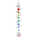 Miniatyrbillede 1 af 7: WJ123 Solfangervindmølle med Kugle og Spiralhale, Krystal Dekorativ Vindmølle, 17,7 tommer Vindfangervindmølle med Syv Chakraer 2 Colorful Beads