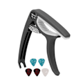 Miniatyrbild 9 av 11: Elektrisk gitarr capo ABS snabb frigöring Ukulele gitarr capo set med 5PCS gitarr plektrum för mandolin banjo svart