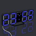 Miniatyrbild 3 av 7: Elektronisk LED-väckarklocka [Uppgraderad version], klockan kan justera LED-ljusstyrkan automatiskt på natten (svart/blå)